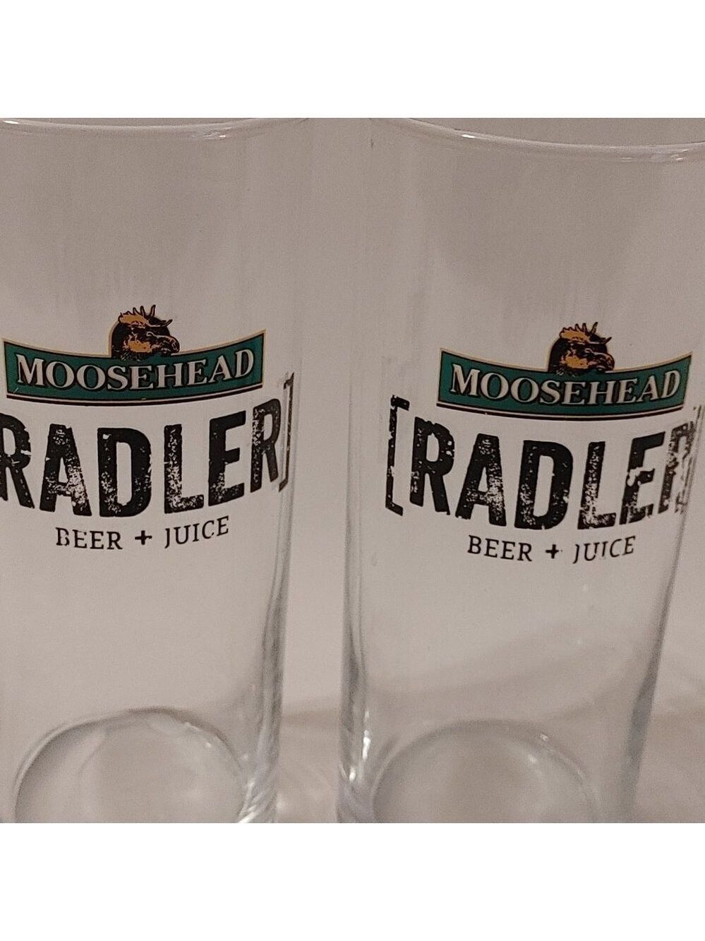 MOOSEHEAD RADLER Pint Glasses PAIR Beer + Juice